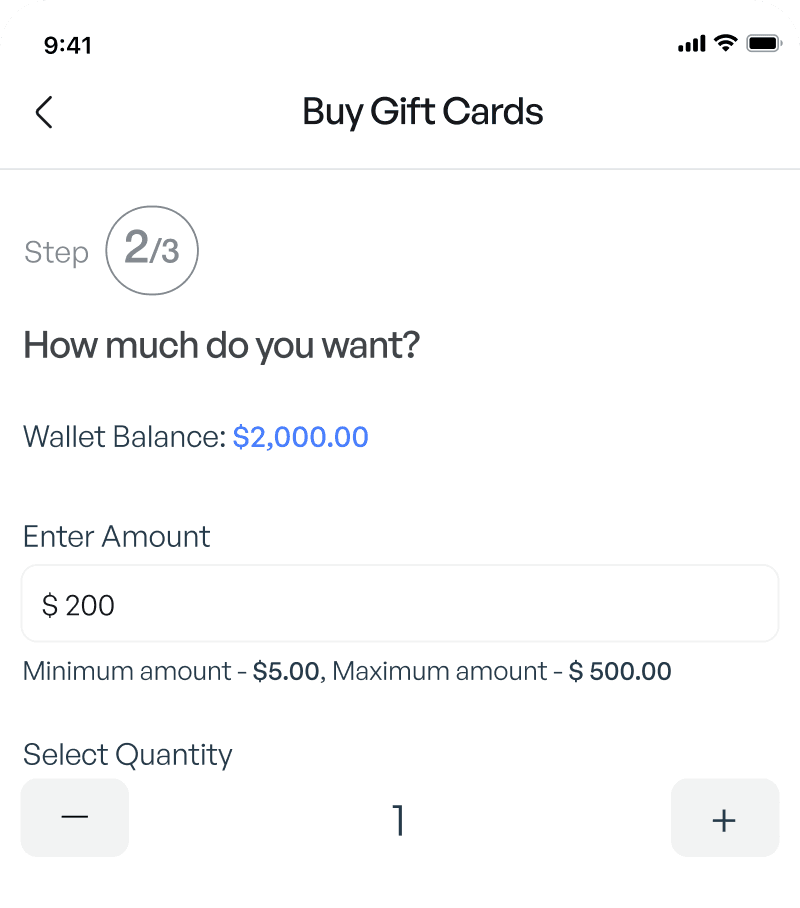 Choose your preferred gift card brand and amount